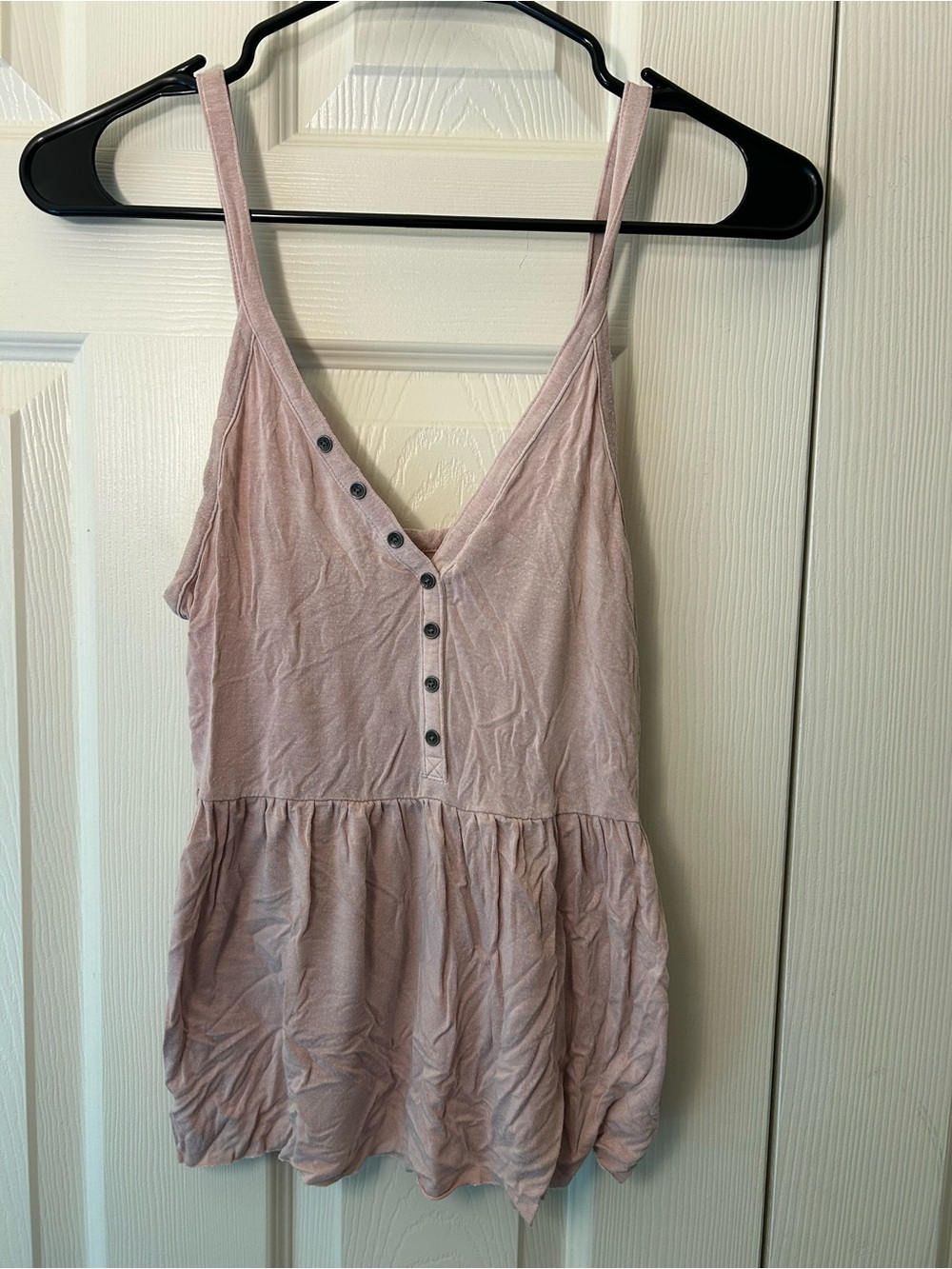 American Eagle Light Pink V-Neck Button Tank Top - Women's